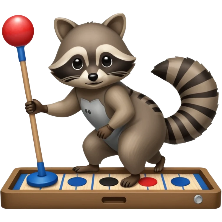 Raccoon playing floor shuffleboard emoji