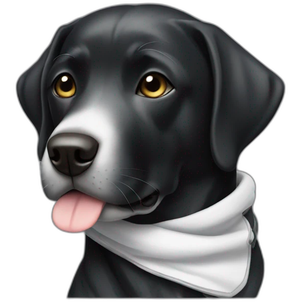 Black Labrador dog with white strip on his neck with slepping clothes emoji