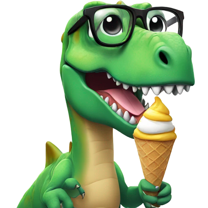 Dinosaur wearing glasses, eating ice cream emoji