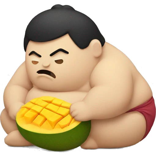fatty sumo eating mango emoji