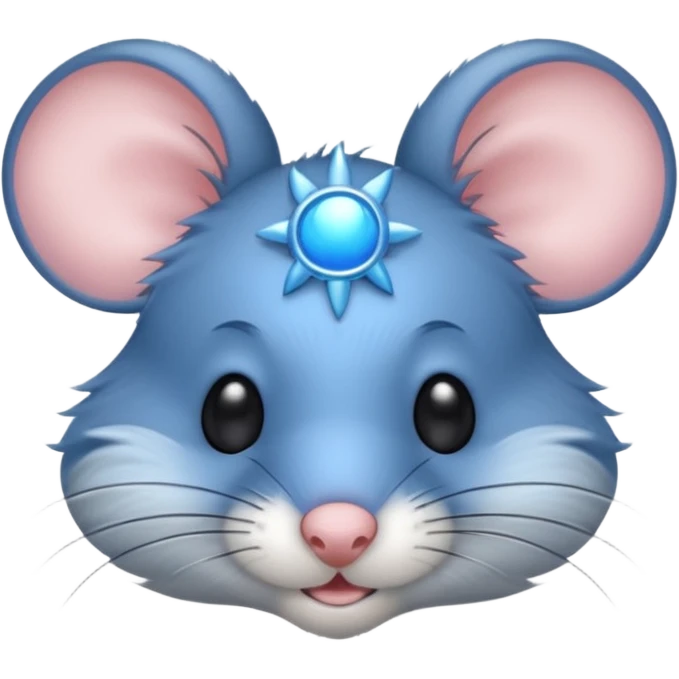A mouse face with blue sun rays emoji