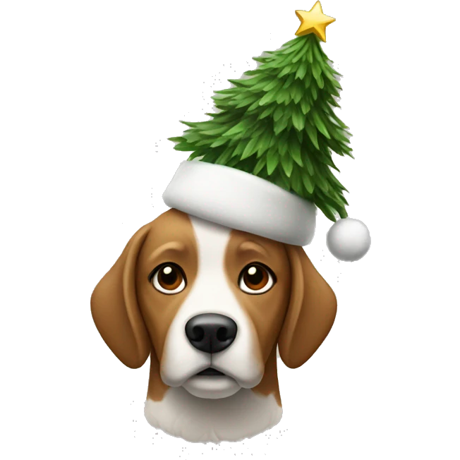 Dog with a Christmas tree hat emoji