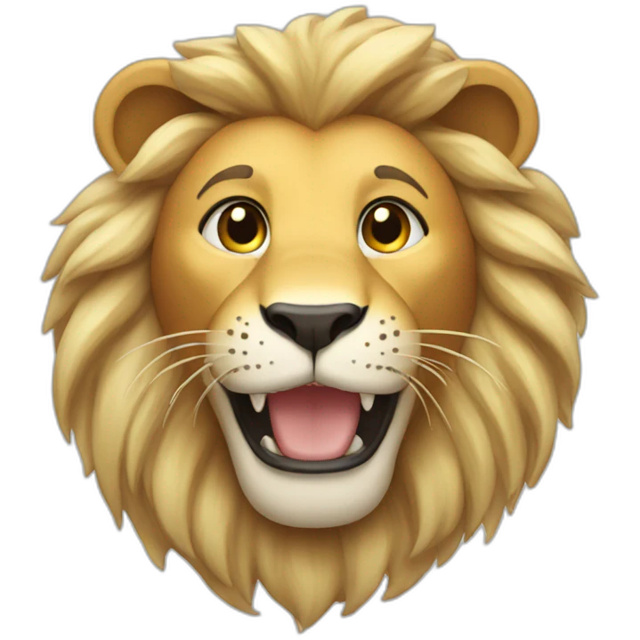 happy lion with blonde hair emoji