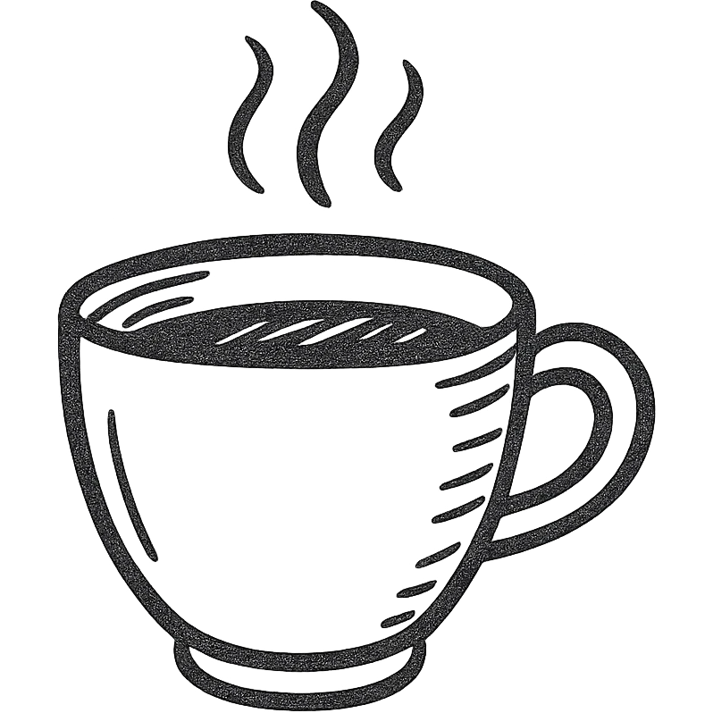 hand drawn icon of a coffee cup with steam emoji