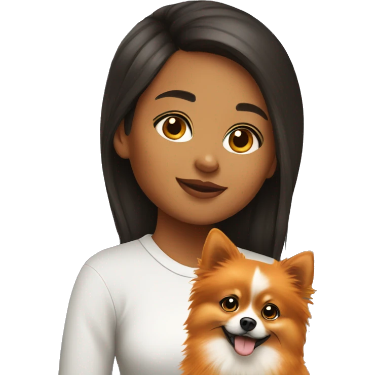 Young Latina girl with orange Pomeranian emoji