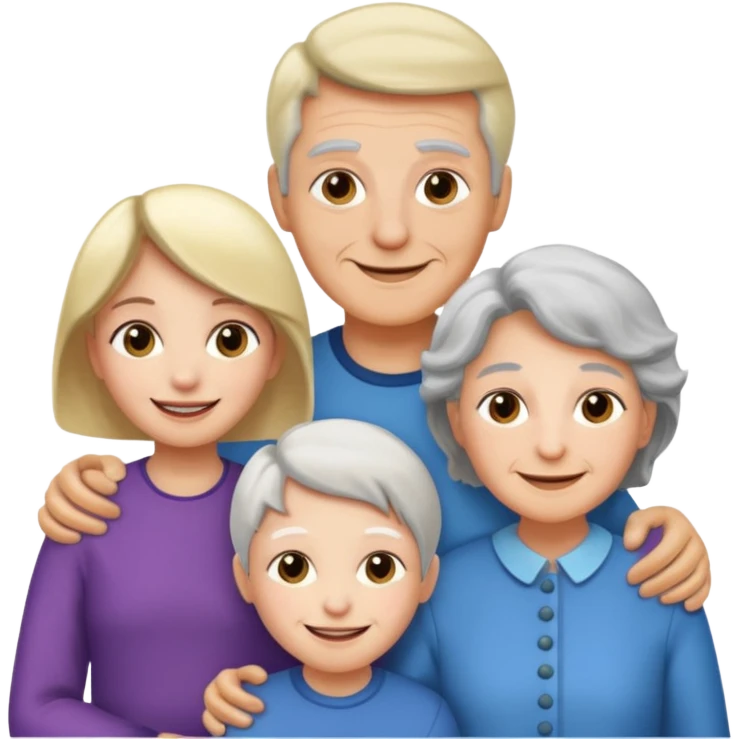 a group of 5 people all of diiferent ages let one  girl child, one teenage boy , two adult one man one women  and one old grandma emoji