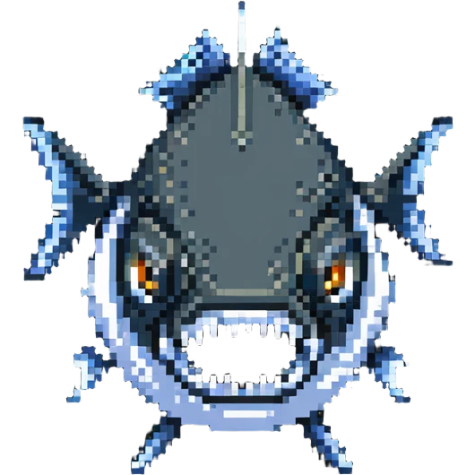 angry fish head logo with sharp teeth emoji