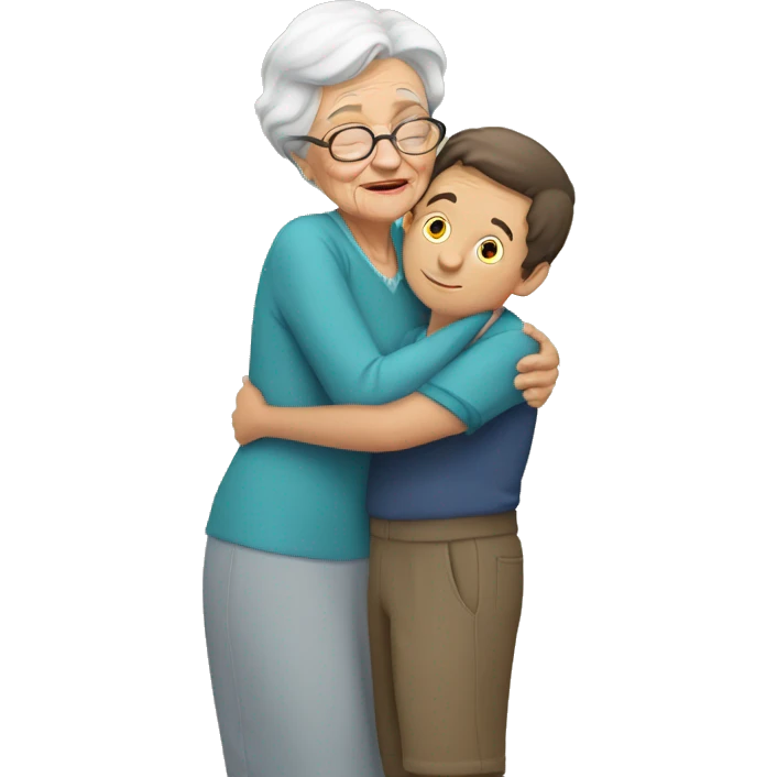 Grandma huggings with a boy emoji