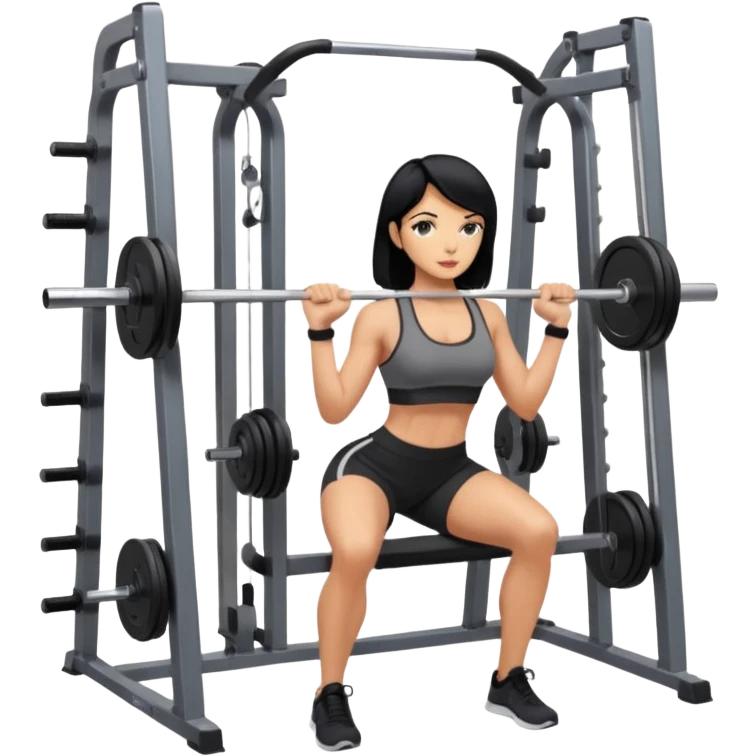 Girl with black hair on the smith machine emoji