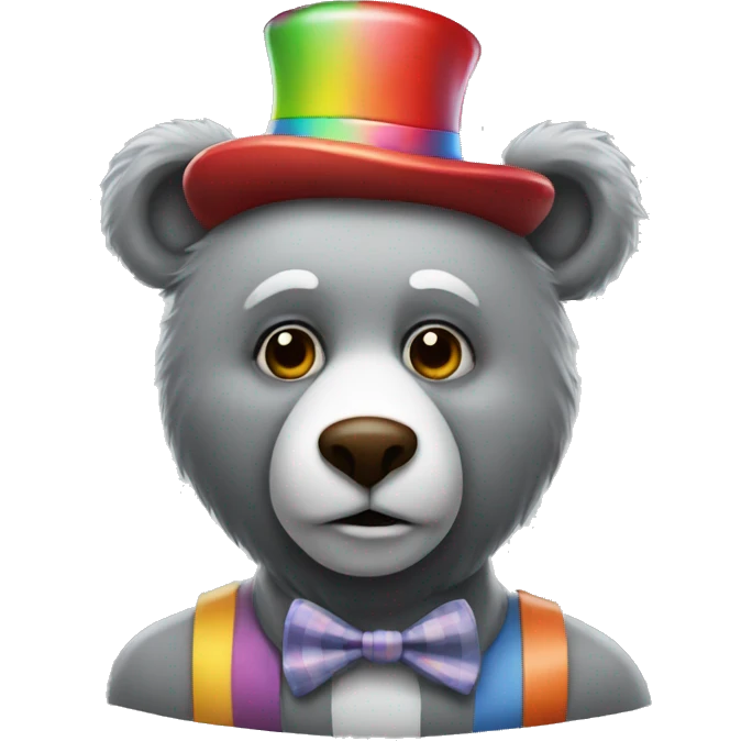 realistic-grey-bear-with-a-clown-makeup  emoji