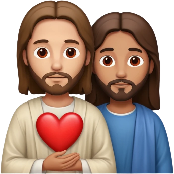 Jesus with a person, a red heart between them emoji