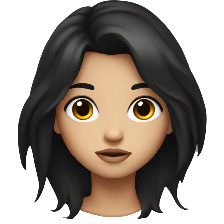  girl with intense gaze with black hair  emoji