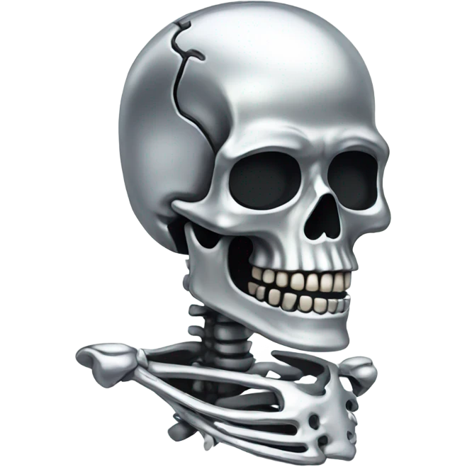 skeleton made out of chrome emoji
