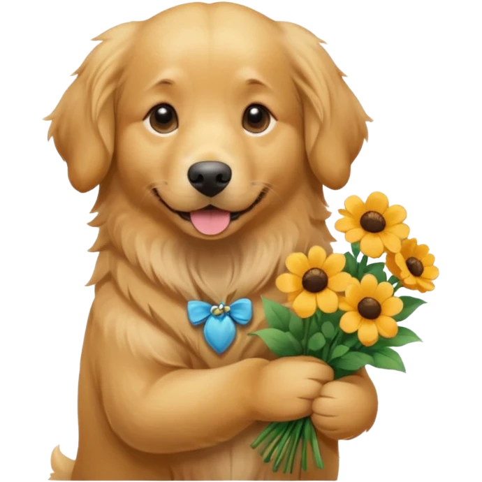 dog holding flowers emoji