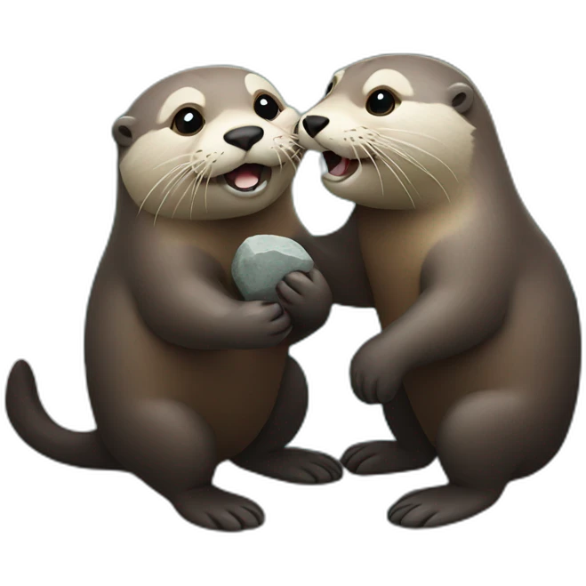 Otters holding a rock emoji