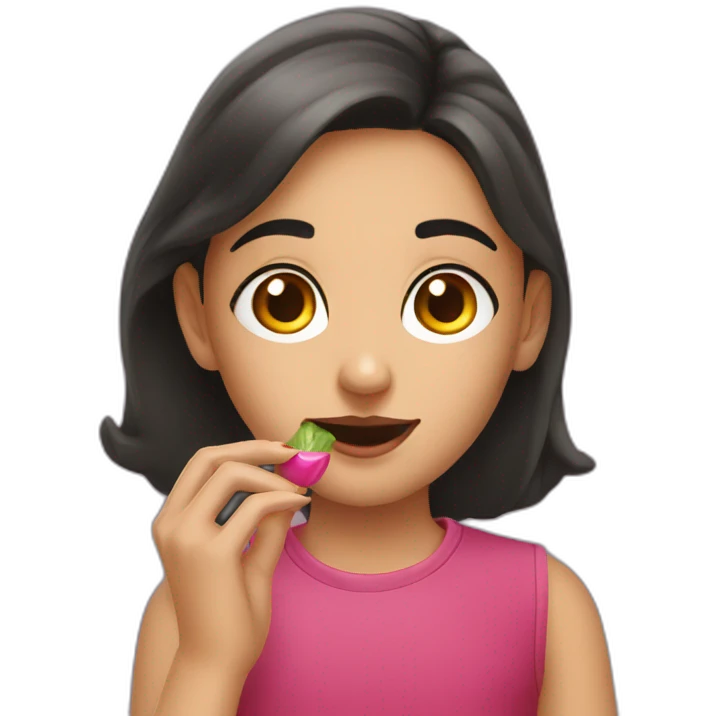 A young Lebanese person eating nail polish emoji