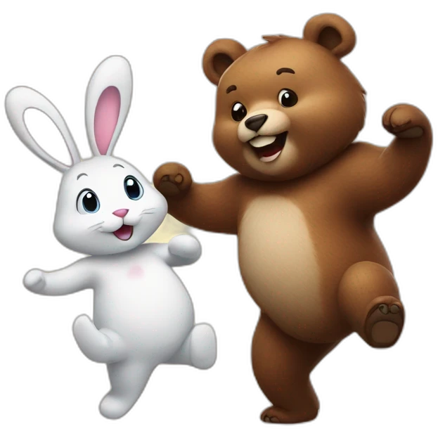 Bear and bunny dancing emoji