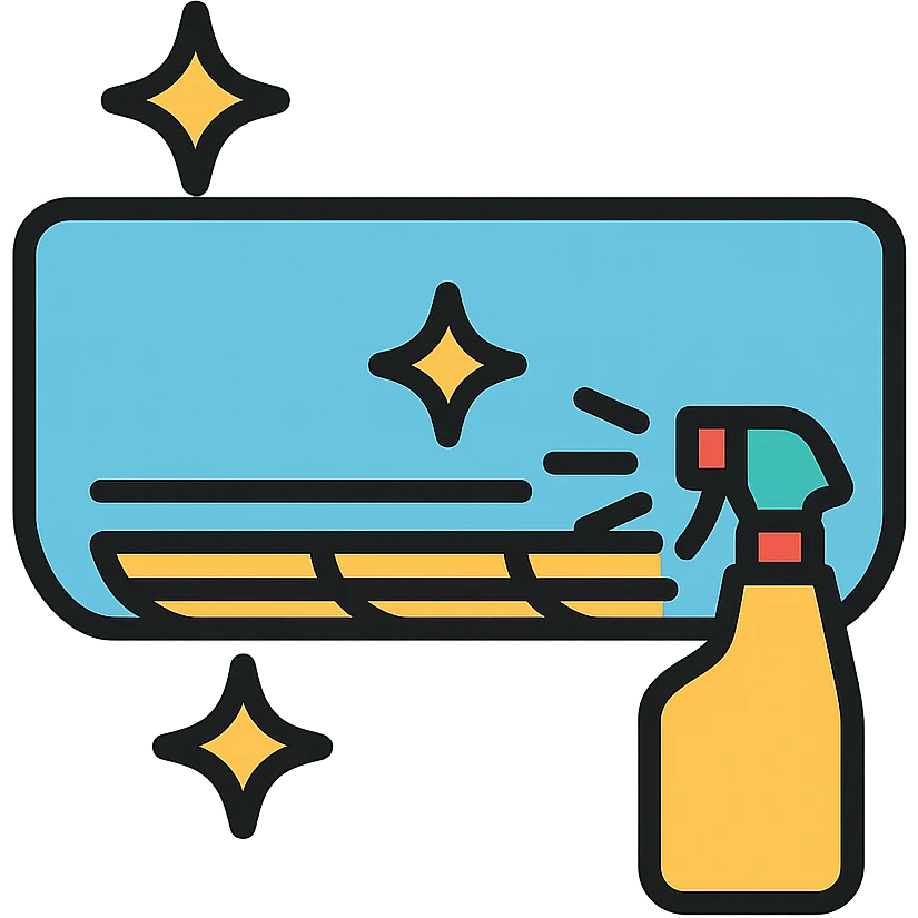 air conditioning cleaning icon showing an AC unit with sparkles or cleaning spray emoji