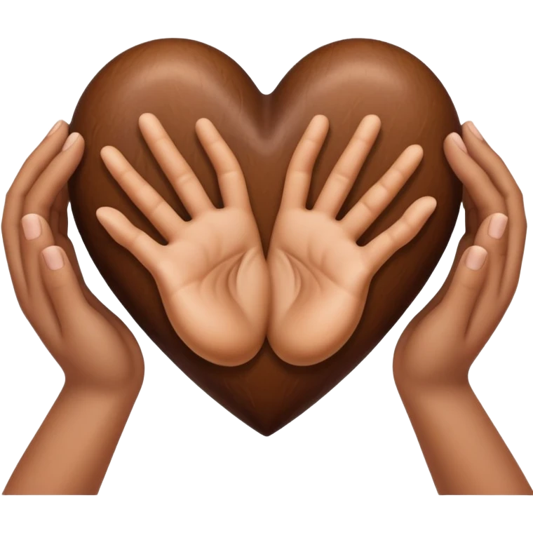 A heart made of hands inside a brown heart emoji