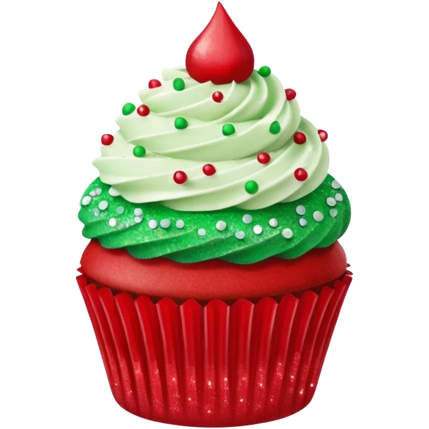 glitter red and green cupcake emoji