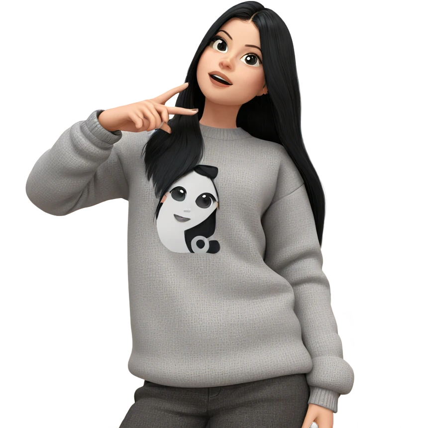 black haired girl in sweater emoji