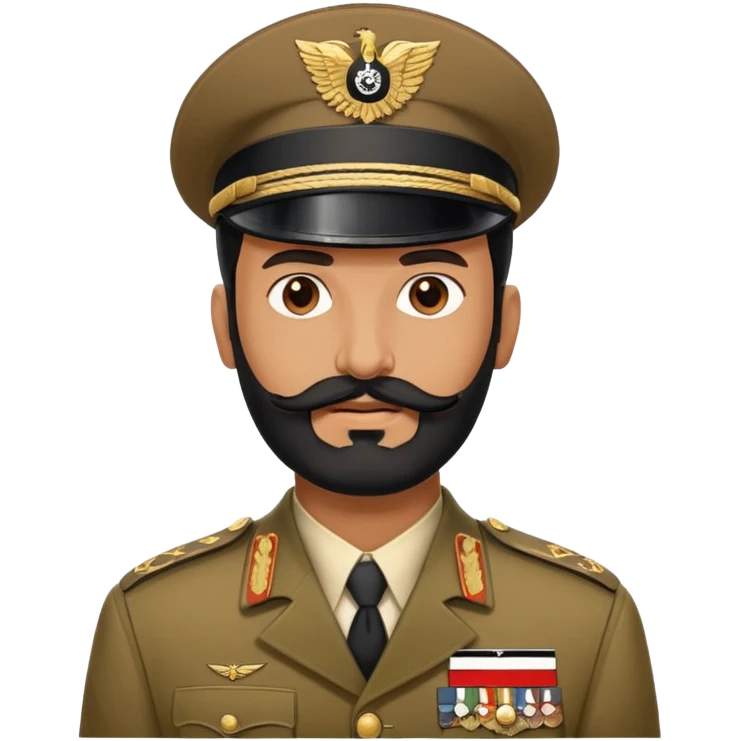 An Indian man with a black beard wearing a 1940s German war uniform emoji
