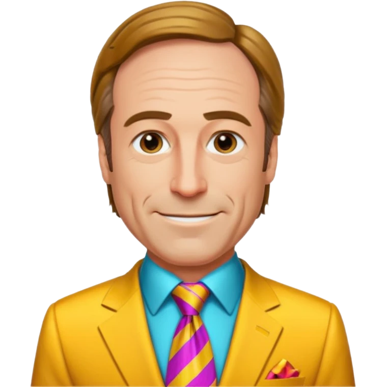 Design Saul Goodman in a flashy suit with colorful tie & confident smile. emoji