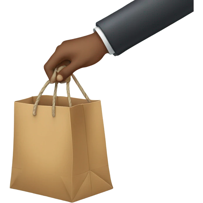 A hand pulling an item out of a bag or box. emoji