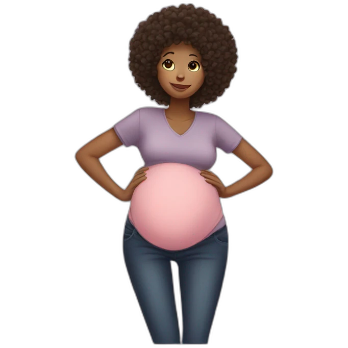 Pregnant curly afro  emoji