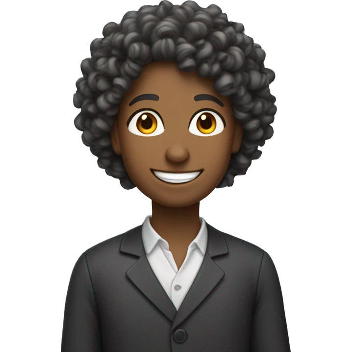 TEACHER WITH CURLY HAIR AND A BIG SMILE emoji