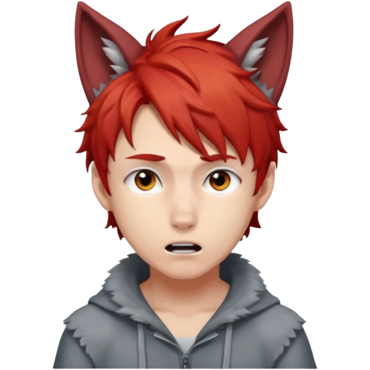 Wolf Anime Boy scared red hair emoji