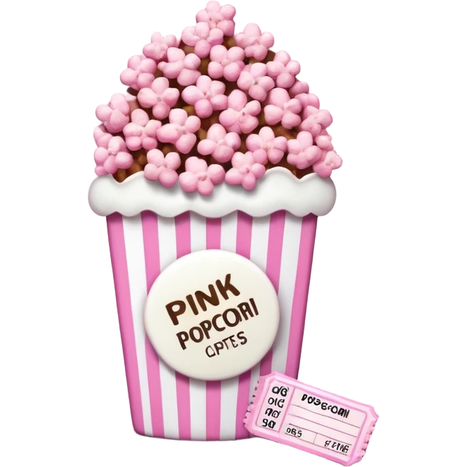 pink popcorn with cinema tickets emoji