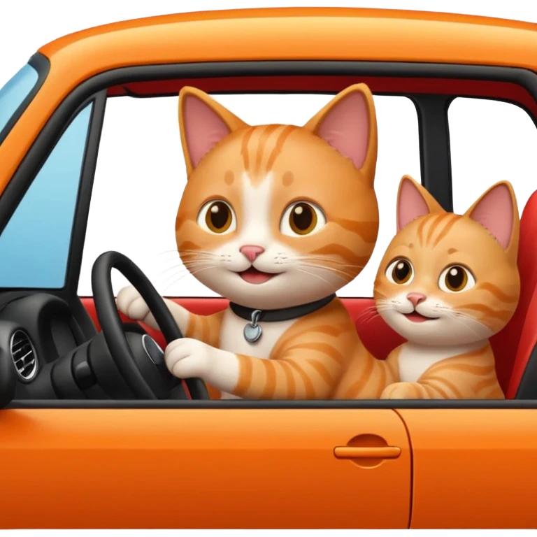 cat driving a car, emoji style emoji