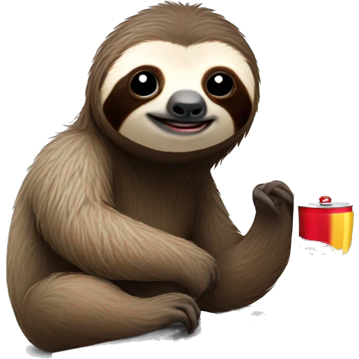 sloth with RedBull can and laptop emoji