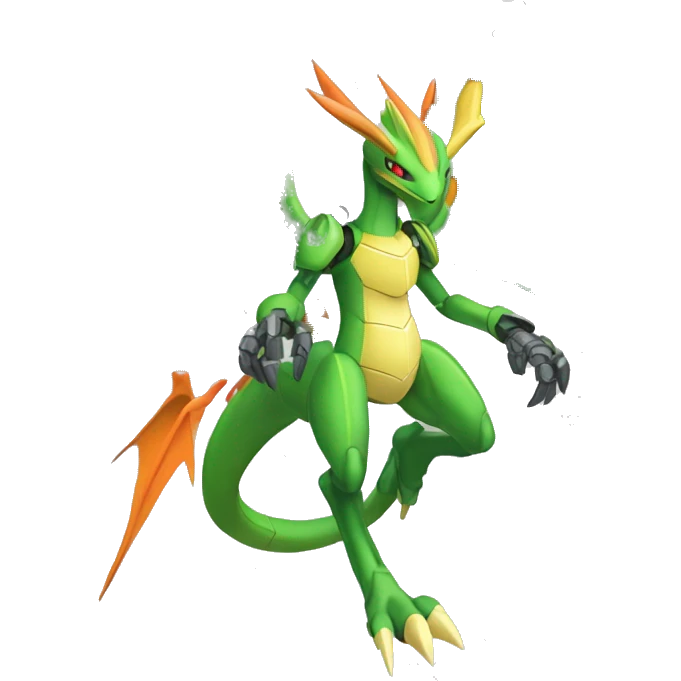 Mechanical Flygon-Scyther-dragon-Charizard-raptor-Medabot-Mecha full body emoji