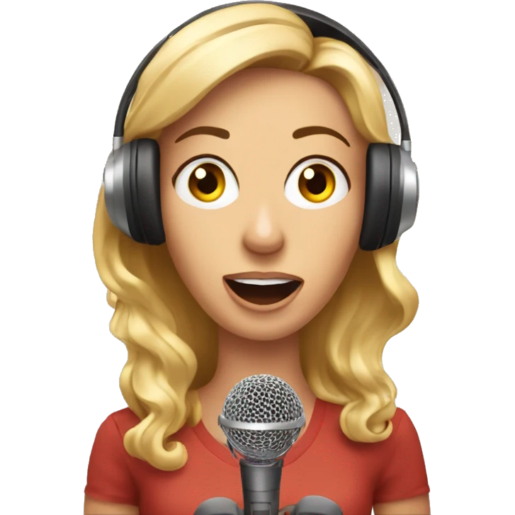 surprised female radio presenter talking in microphone emoji