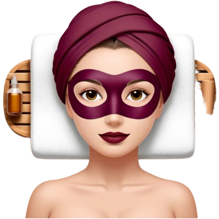 Lady with face mask spa beauty full face relaxing Burgundy emoji