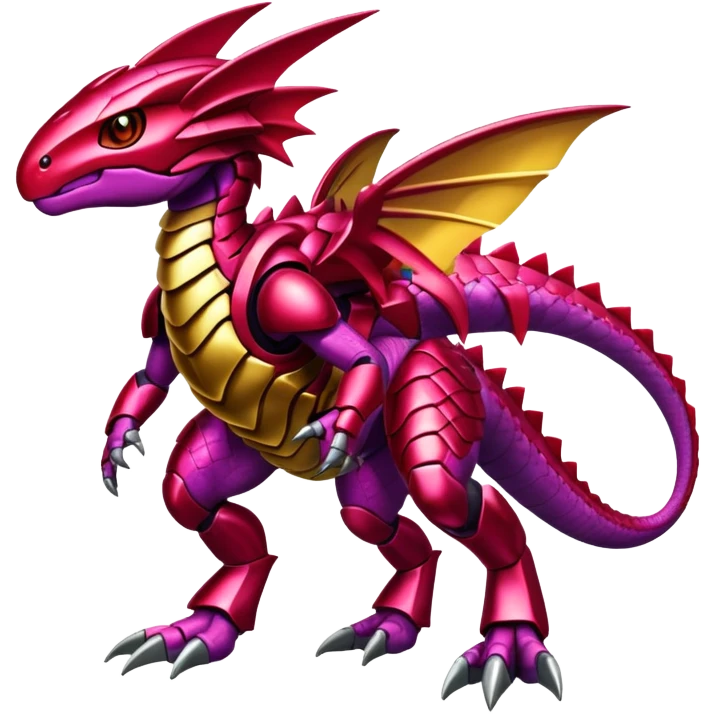 Shiny Exotic Colorful epic Gabite-Genesect-Koraidon-Fakémon-hybrid-creature (full body)  emoji