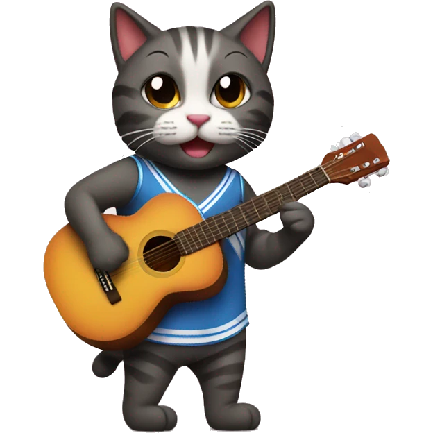 cheerleader cat playing acoustic guitar emoji