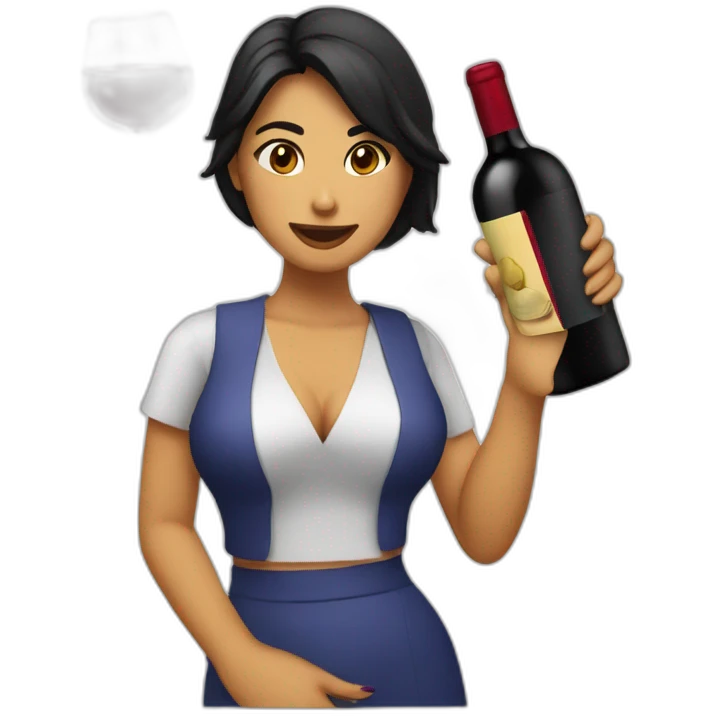 Chica morena tomando vino emoji