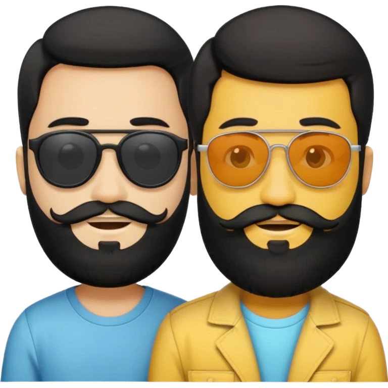 Van u make 2 cool young emojis with shades side by side, both have faded hair, one of them should also have faded beard. Beneath the faded beared emoji should have the initials WQ and the other PJ. black hair and beard emoji