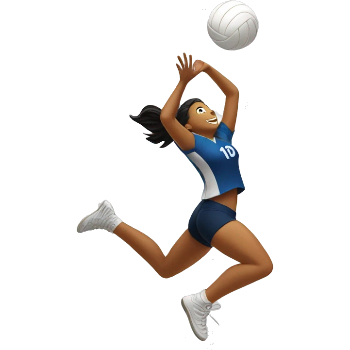 a volleyball player jumping and spiking a volleyball down emoji
