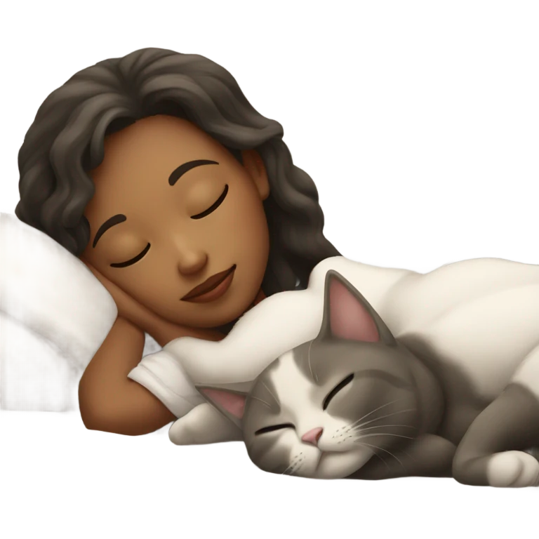 Girl and cat sleeping emoji