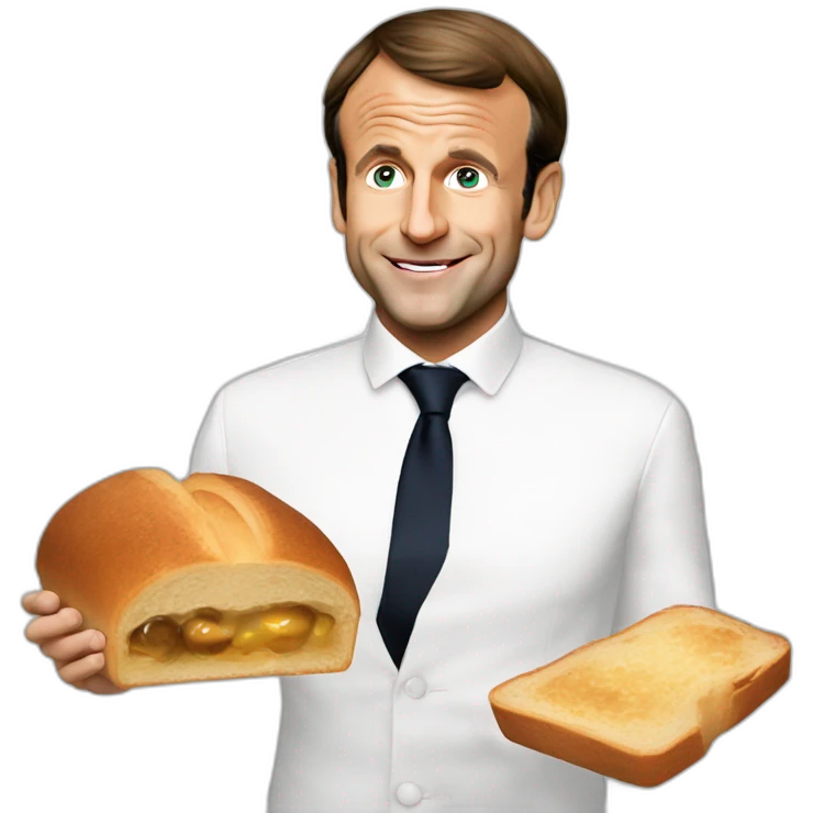emmanuel macron eat a bread emoji