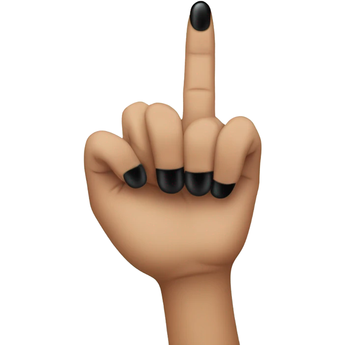 Middle finger with black polish emoji
