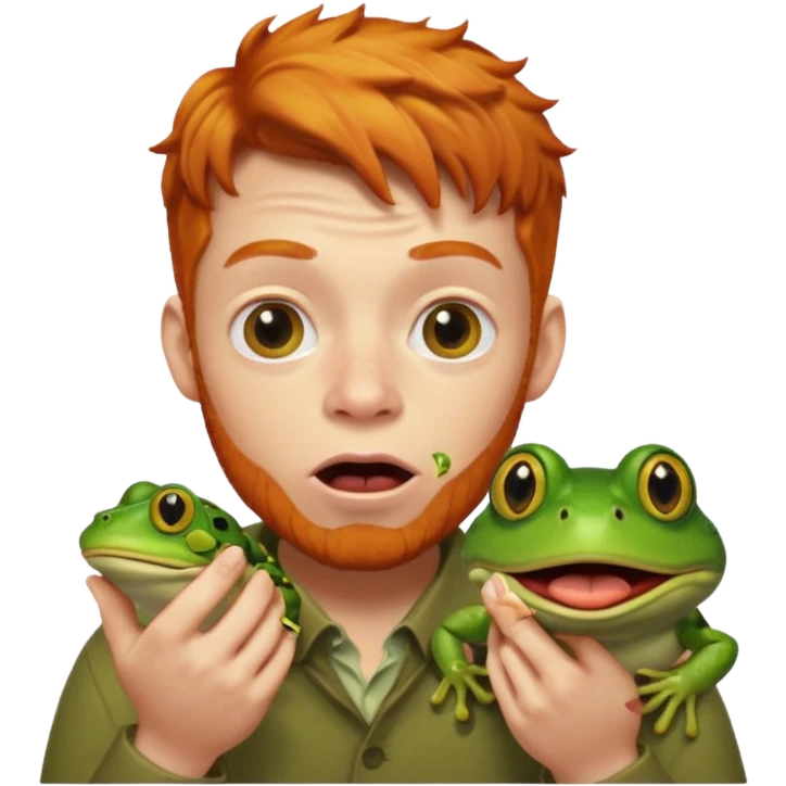 Ginger man eating frog emoji