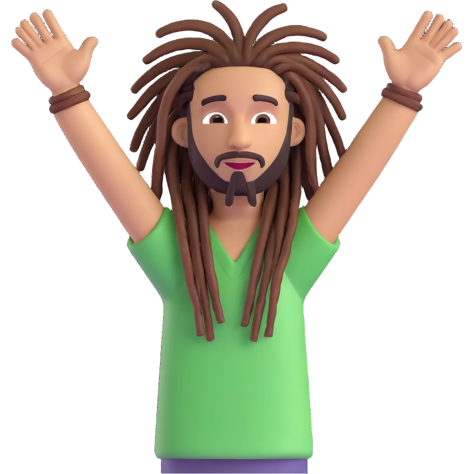 A rasta man bigging up di whole world 🌍🔥🤲🏾, reggae vibes 🎶, love and unity ✨💛💚❤️, every nation stand strong 🇯🇲🌐👑. emoji
