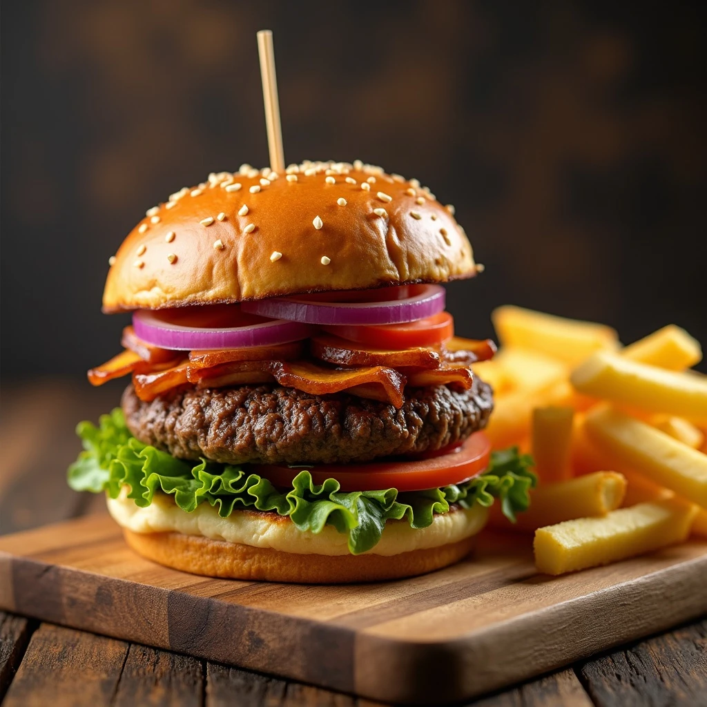 burger and fries emoji