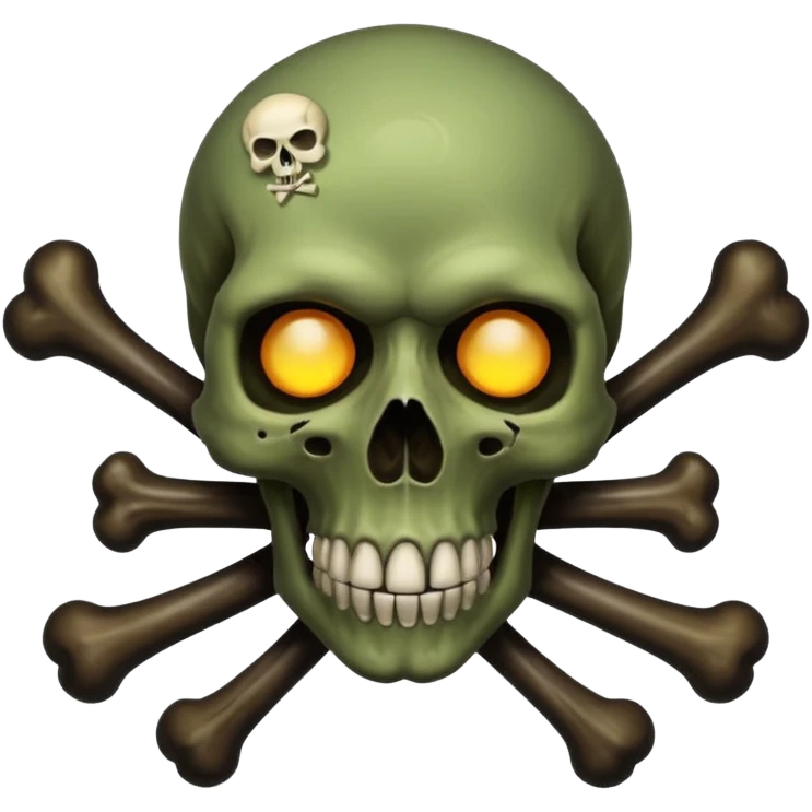a poisonous cloud of gas, dark swamp color, with an image of a skull and two crossed bones behind the skull emoji