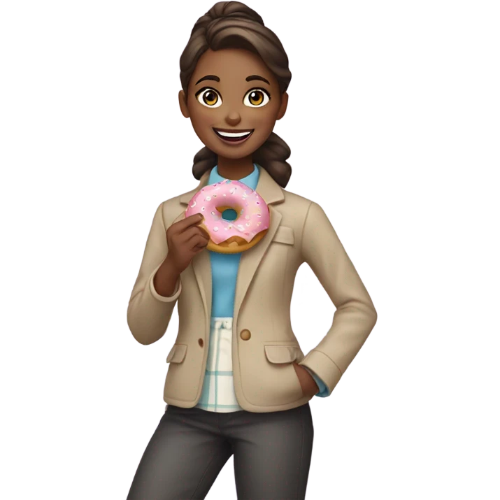 preppy girl holding a donut 🍩 emoji